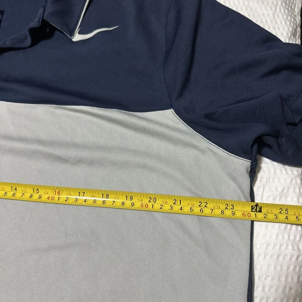 Nike Golf Polo Shirt Men's XL Dri-Fit Blue Grey Colorblock Stretch Performance
